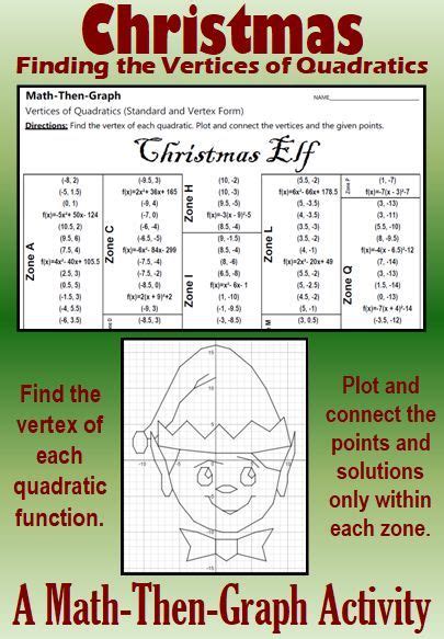 Christmas Elf A Christmas Math Then Graph Activity Finding Vertices
