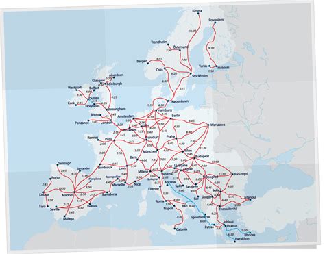 European Railway Map Backpacking Interrail Map Europe Train Train Map
