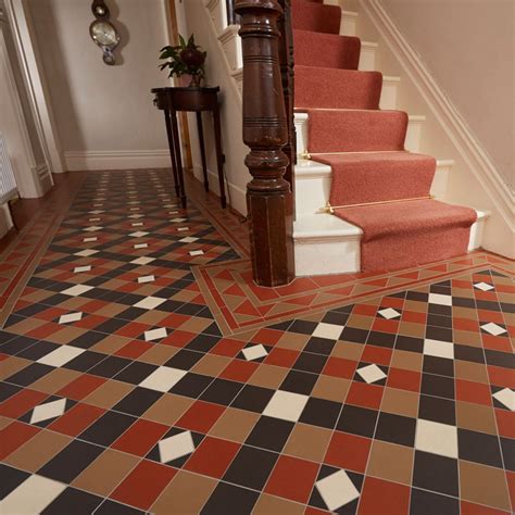 Victorian Floor Richmond Pattern In Red Brown Buff And Black With