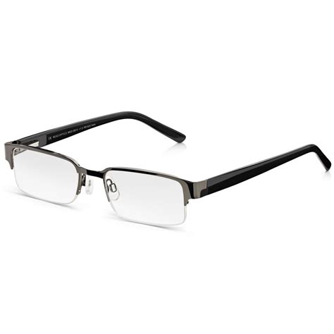 buy read optics mens carbon black super supra half frame rectangle reading glasses