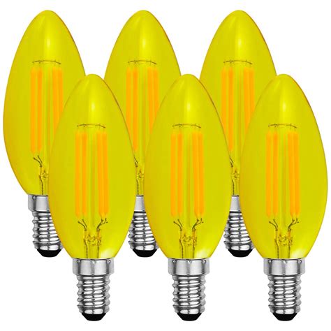 Luxrite Colored Led Yellow Bug Light Bulb 4w Led Filament Dimmable E12