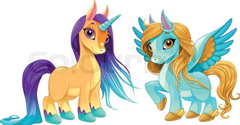 Baby Unicorn And Pegasus With Cute Stock Vector Colourbox