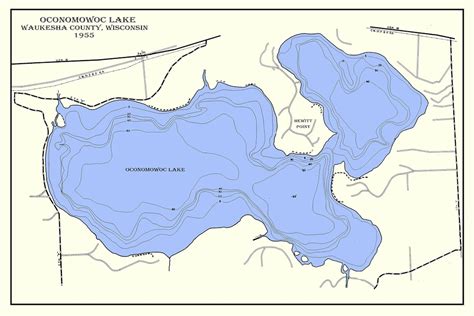 1955 Map Of Oconomowoc Lake Waukesha County Wisconsin Etsy