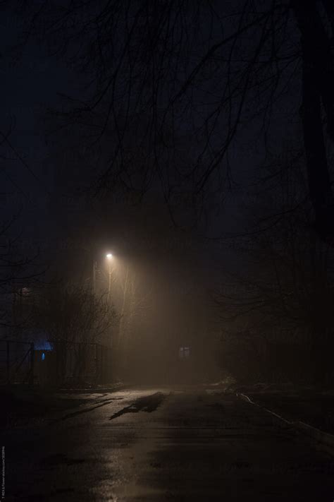 Dark Street And Lamp At Night | Stocksy United