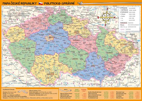 Mapa České republiky zeměpisná a politicko správní neuveden