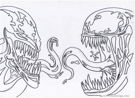 Heads of Carnage and Venom Coloring Pages - XColorings.com