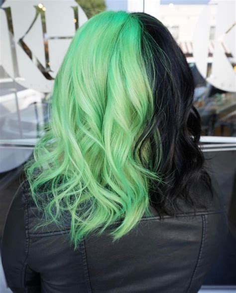 Half Neon Green Half Black Hair Hair By Jaylen Zanelli