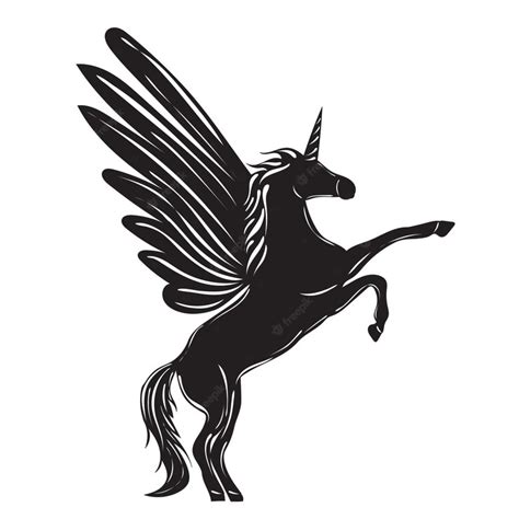Premium Vector Pegasus Unicorn With Wings Silhouette Isolated