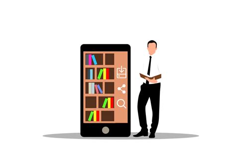 A Man Standing Next To A Large Book Shelf With A Phone 33150126 Png
