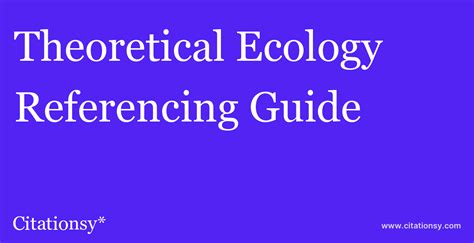 Theoretical Ecology Referencing Guide · Theoretical Ecology Citation