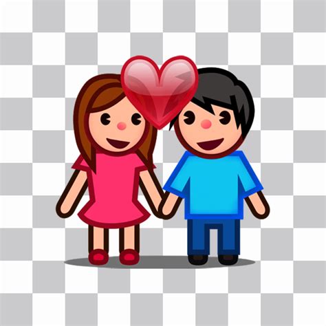 Emoji Couple And A Heart That You Can Add In Your Photos
