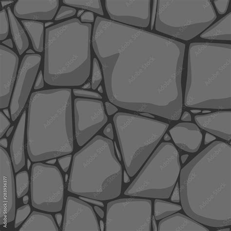 Flat Seamless Stone Texture Gray Stones Background Cartoon Vector