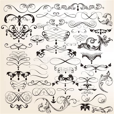 Collection Of Vector Vintage Flourishes And Swirl Elements Stock Vector