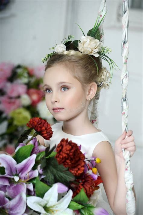 Girl With Flowers Beautiful Stock Image Image Of Trendy Wedding