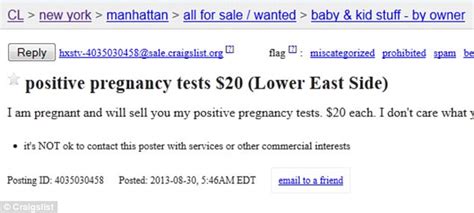 Women Sell Positive Pregnancy Tests On Craigslist For 25 Each Daily