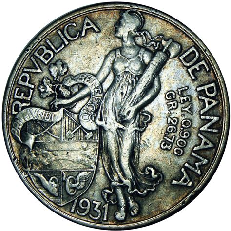 Panamá Moneda de Plata 1 Balboa 1931 Vasco Núñez