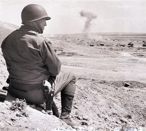 General George S Patton Watches From The Hills As Us Tanks Moves