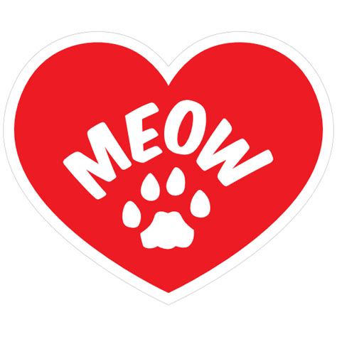 I Love My Cat Heart With Meow And Paw Sticker