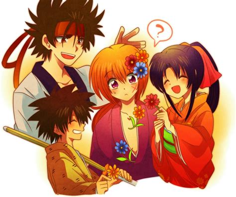 Tsubuta Hiro Himura Kenshin Kamiya Kaoru Myoujin Yahiko Sagara Sanosuke Rurouni Kenshin