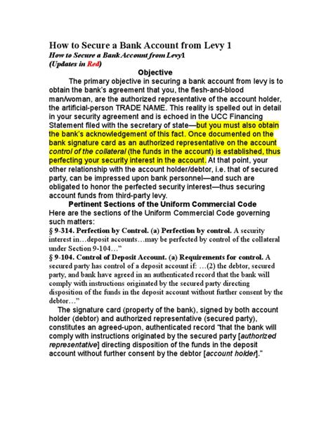 Fortunately i emptied it before this happened. How to Secure a Bank Account From Levy 1 | Security ...