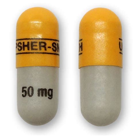 Upsher Smith 50 Mg Pill Gray And Yellow Capsuleoblong Pill Identifier