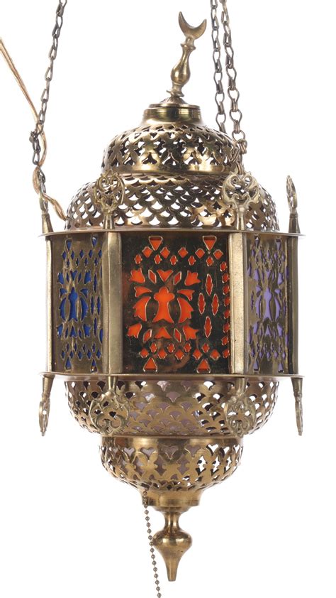 Moroccan Style Pierced Brass Swag Lamps Ebth