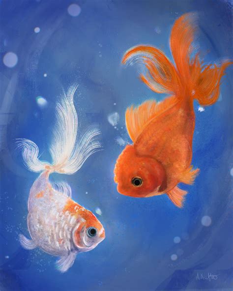 Painted Two Beautiful Goldfish R Goldfish