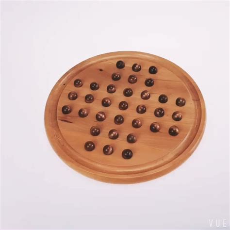 Solitaire Board Games In Wood With Glass Marbles 1 Player Checker Brain
