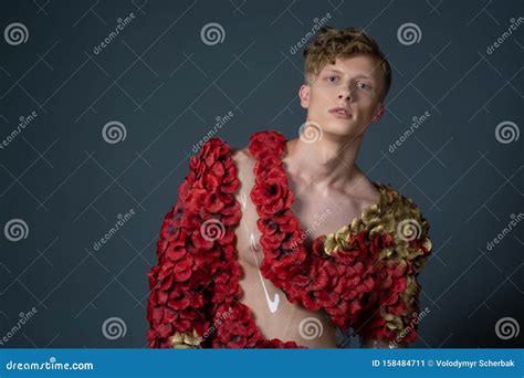 Homosexual Man In A Stylish Suit Androgyn Model Stock Image Image Of Studio Shiny