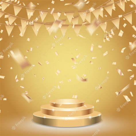 Premium Vector Round Gold Stage Podium On Award Ceremony