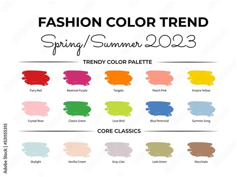 Fashion Color Trend Spring Summer 2023 Trendy Colors Palette Guide