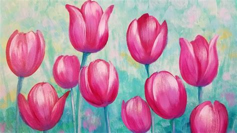🌷 Learn To Paint Easy Tulips Acrylic Painting Tutorial Live Youtube