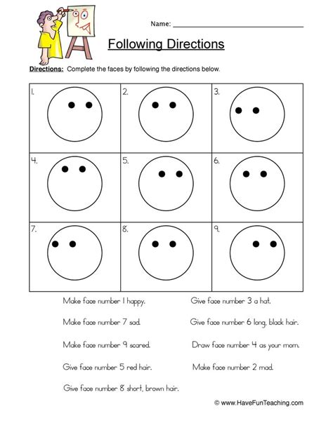 Following Directions Worksheets Grade 3 Directions Worksheet Follow