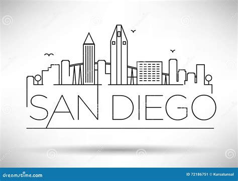 San Diego City Map Usa Labelled Black Illustration Cartoon Vector