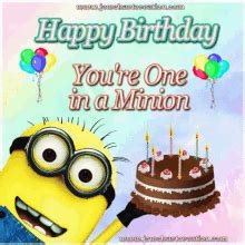 Find ecards with images of birthday cakes, balloons, and more. Happy Birthday Minions GIFs | Tenor