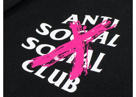 Anti Social Social Club Cancelled Hoodie Black Pink X Mens Us