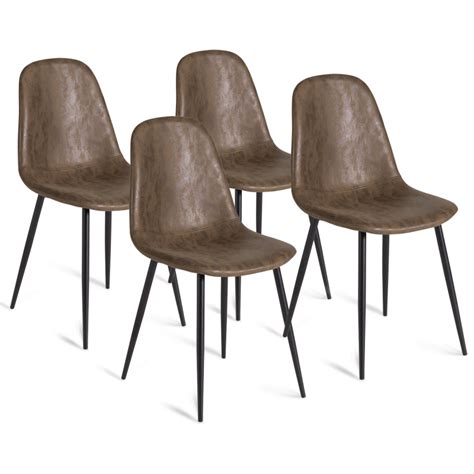 Chaises vintage simili cuir marron pieds en métal  DALI  ID Market