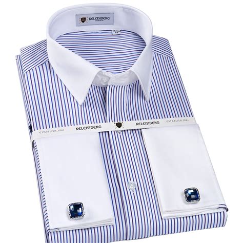 Mens Formal French Cuff Regular Fit Dress Shirts With Cufflinks