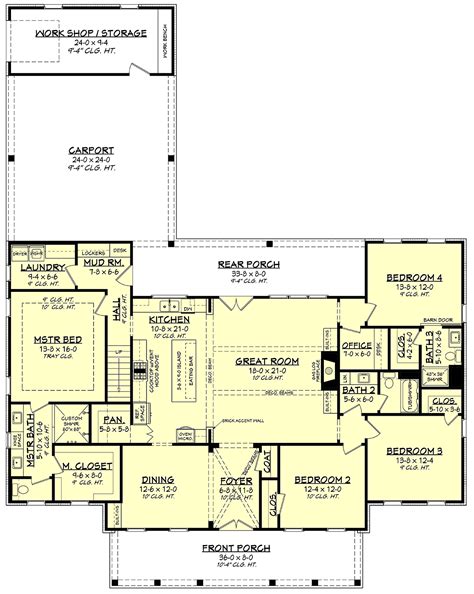 4 Bedroom 3 Bath 1900 2400 Sq Ft House Plans