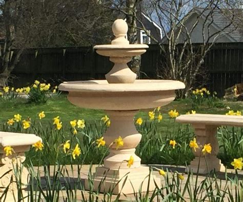 3 Tiered Edwardian Fountain With Large Brecon Pool Surround Stone