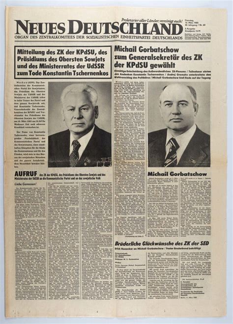 Zeitung Neues Deutschland 12 März 1985 Ddr Museum Berlin Ddr