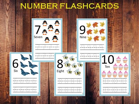 Number Flashcards Printable Numbers Tracing 1 10 For Kids Etsy Canada