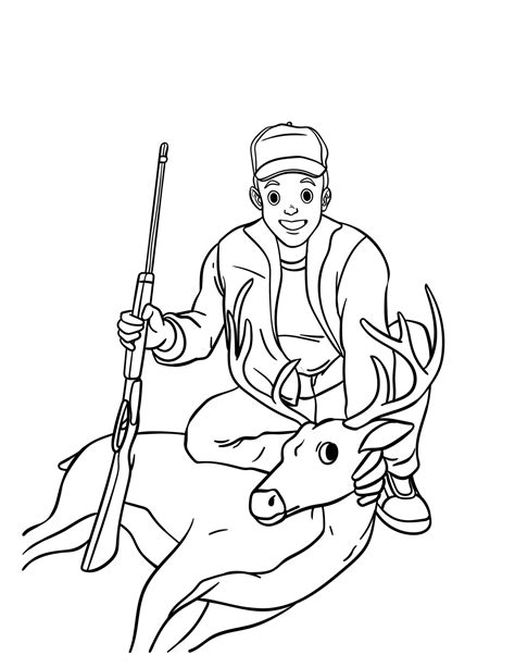 Deer Hunting Isolated Coloring Page for Kids 12697799 Vector Art at