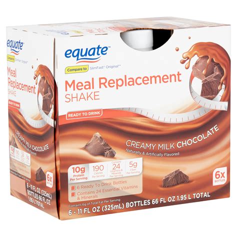 Equate Meal Replacement Shake Creamy Milk Chocolate 11 Fl Oz 6 Ct