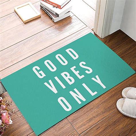 The mat comes in two widths that will accommodate wider doors. CHARM HOME Funny Saying & Quotes: Good Vibes Only Doormats ...