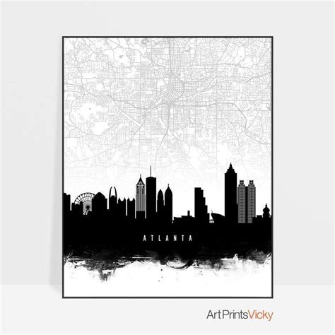 Atlanta Map Atlanta Map Print Atlanta Map Black And White City Map
