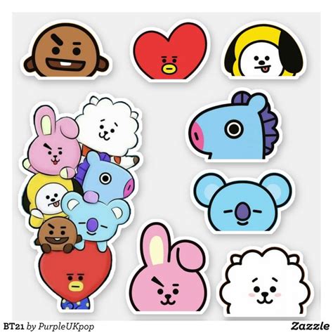 There are eight characters in total: BT21 STICKER | Zazzle.com in 2020 | Print stickers ...