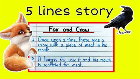 Fox And Crow Story 5 Lines Story With Moral In English Fox And Crow