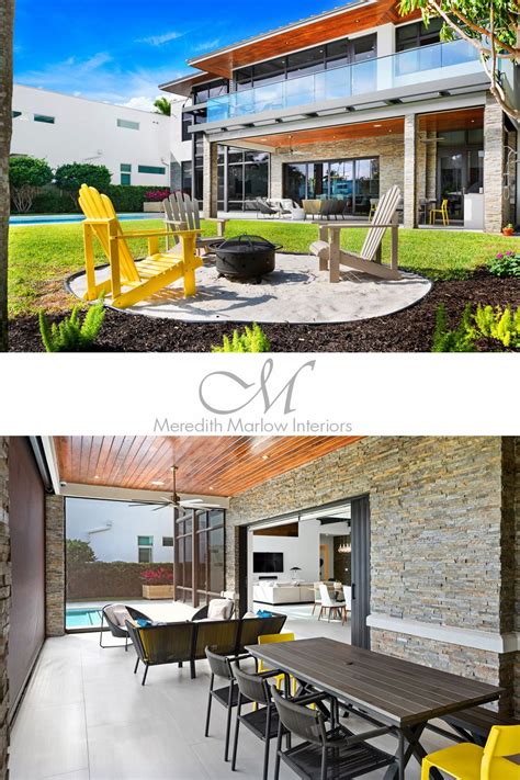 With an outdoor kitchen the jones' will have to keep up with you. Modern pool, grass and outdoor kitchen w/stacked stone, wood and metal details #modern… in 2020 ...