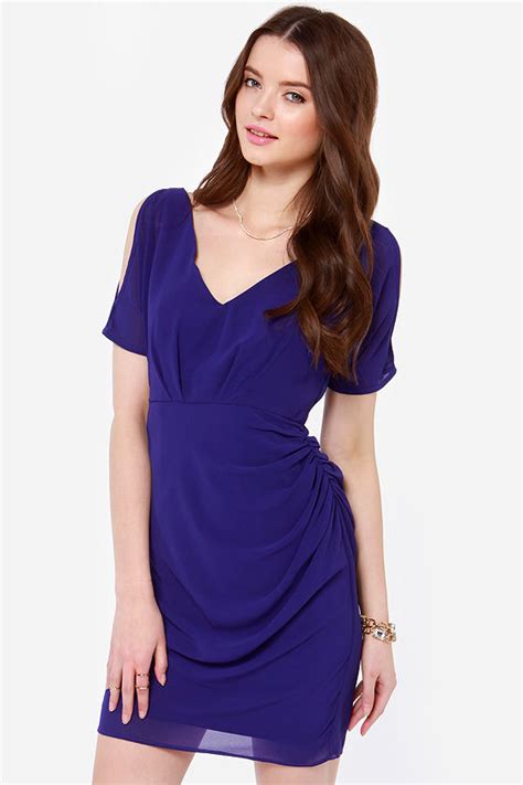 Beautiful Indigo Dress Blue Dress Purple Dress Cold Shoulder